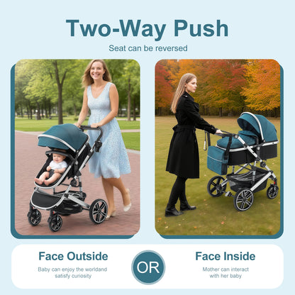 Baby Stroller 3 in 1 Luxurious Portable Travel Baby Carriage Fold Pram High Landscape Aluminum Frame Newborn Infant Stroller
