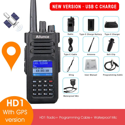 Ailunce HD1 DMR Walkies Talkies Long Range Walkie Talkies Portable Radio FM Communication Emergency Radio Ham Radio Station GPS