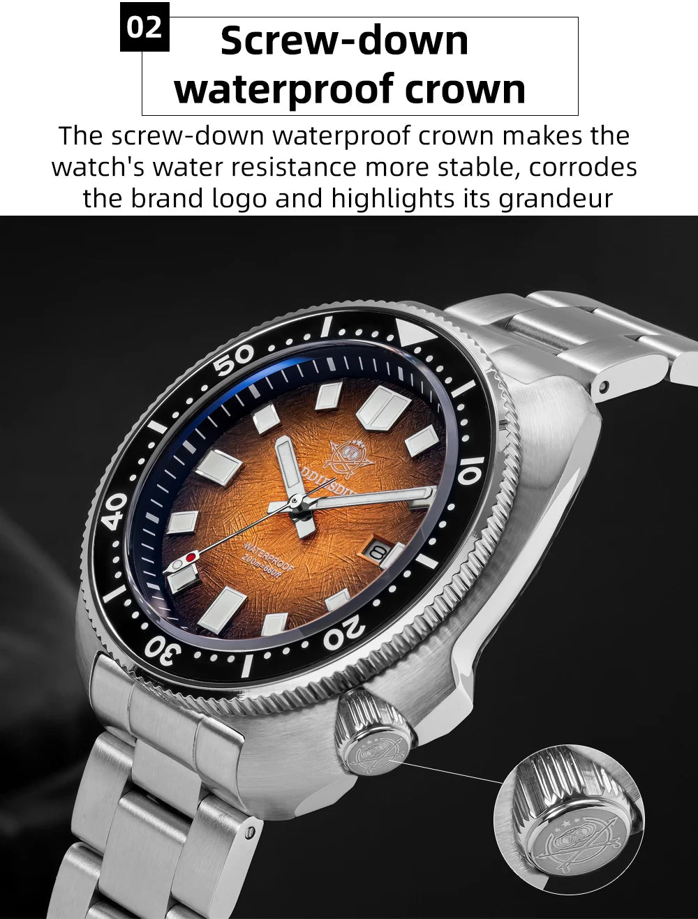 ADDIESDIVE Men Watch Sapphire Glass AR Coated Quartz Watches Luminous 200m Waterproof Turtle Diver Watch Reloj Hombre AD2511