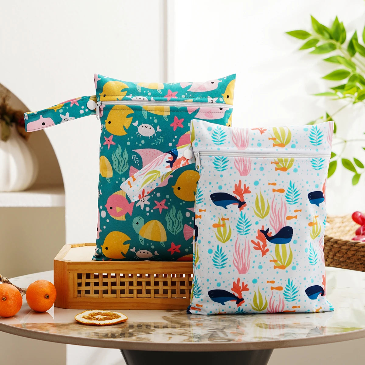 Elinfant 2pcs Waterproof Mini Storage Bag For Swimming,Beach&Gym,18*25cm Waterproof Diaper Bag,Wet Dry Bag