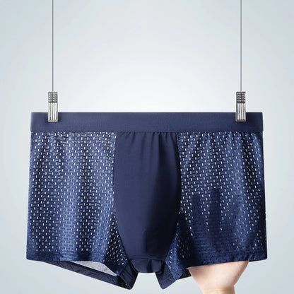 4pcs Men's Underwear Ice Silk Mesh Men Boxershorts Plus Size Panties Solid Sexy Men Boxer Summer Breathable Intimate Underpants