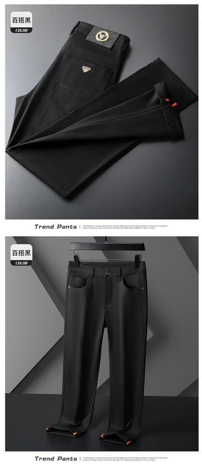 Seven-Color Stretch 97% Cotton and 3% Spandex Jeans Men Trendy Wild Simple High-End Slim-Fitting Small Straight Casual Trousers
