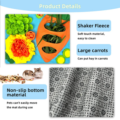 Small Pet Snuffle Mat, Rabbit Foraging Mat, Hamster Scent TrainingBlanket, Slow Feeder for Dogs &Rabbits