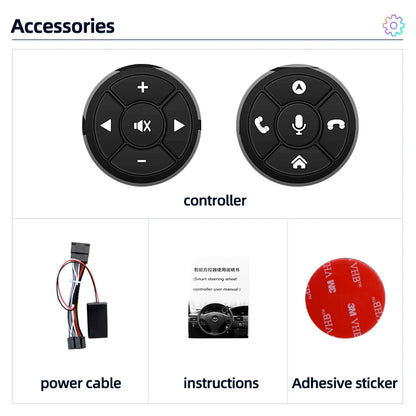 Junsun Universal Car Wireless Steering Wheel Control Button for for Android Autoradio 10 Key Functions Controller With LED Light