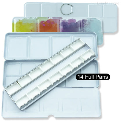 Empty Metal Watercolor Tin Palette Box With 14/26/52pcs Detachable Empty Watercolor Half Pans For DIY Travel Watercolor Palette