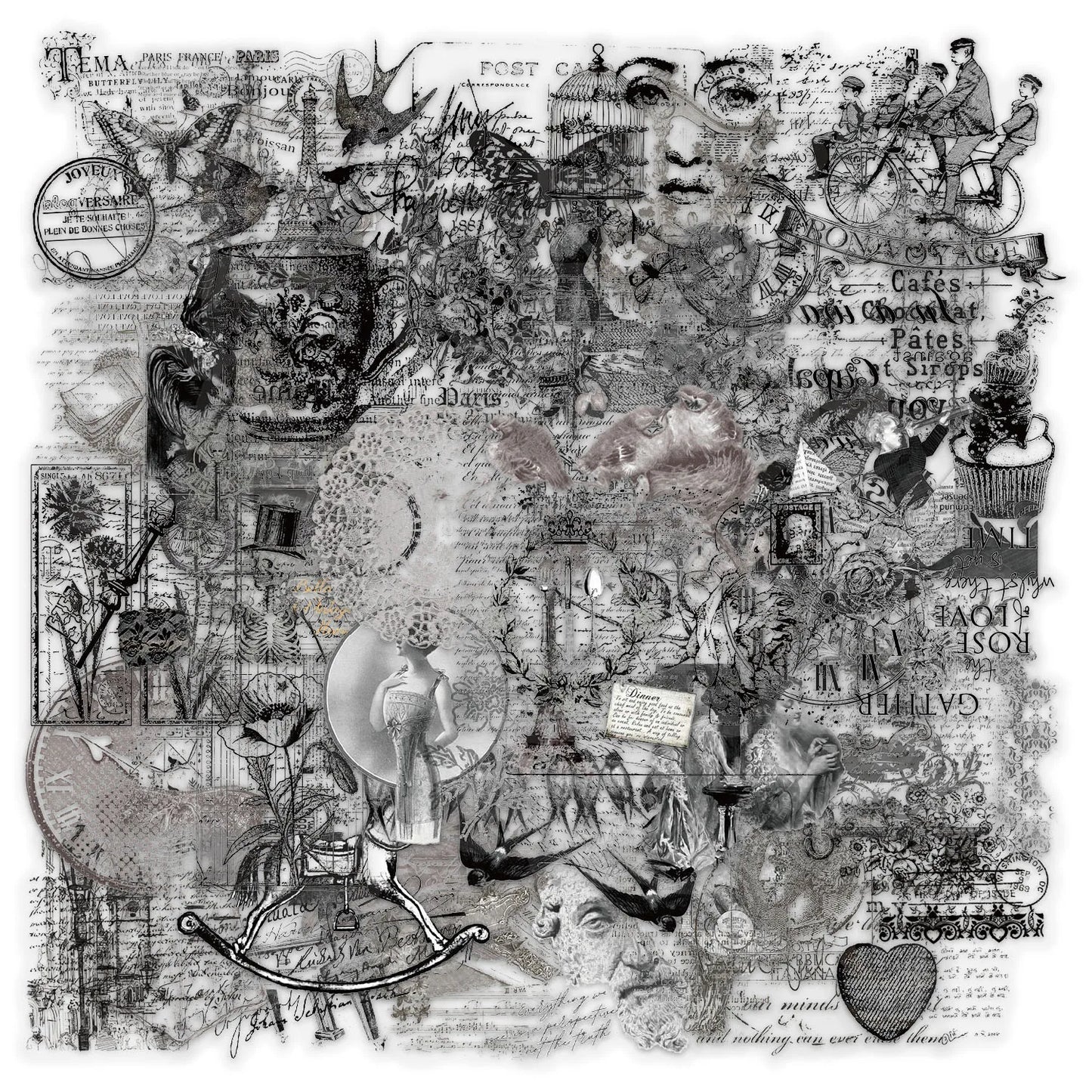 58PCS Vintage Stamps Clipart Stickers DIY Phone Case Laptop Water Cup Computer Toy Stickers
