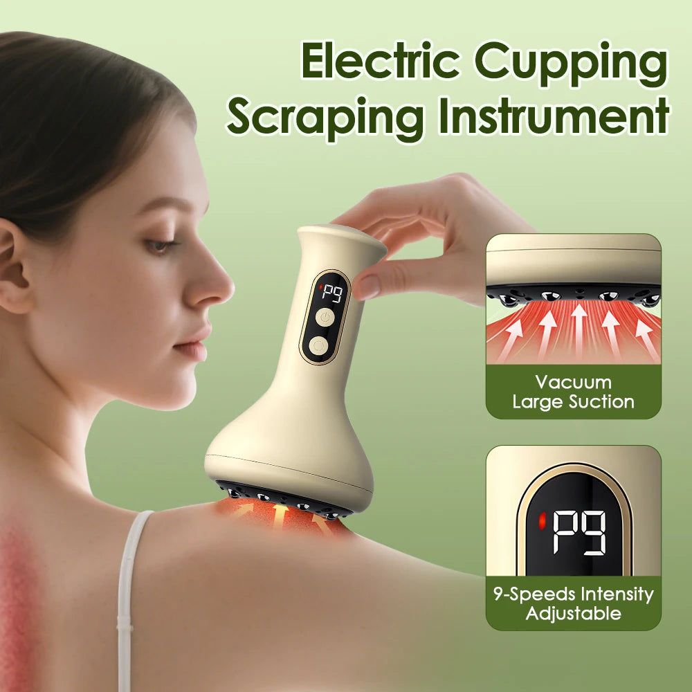 USB Rechargeable Abdominal Massager for Hot Compress and Adjustable Guasha Cupping Intensity Arm and Leg Massage Handheld