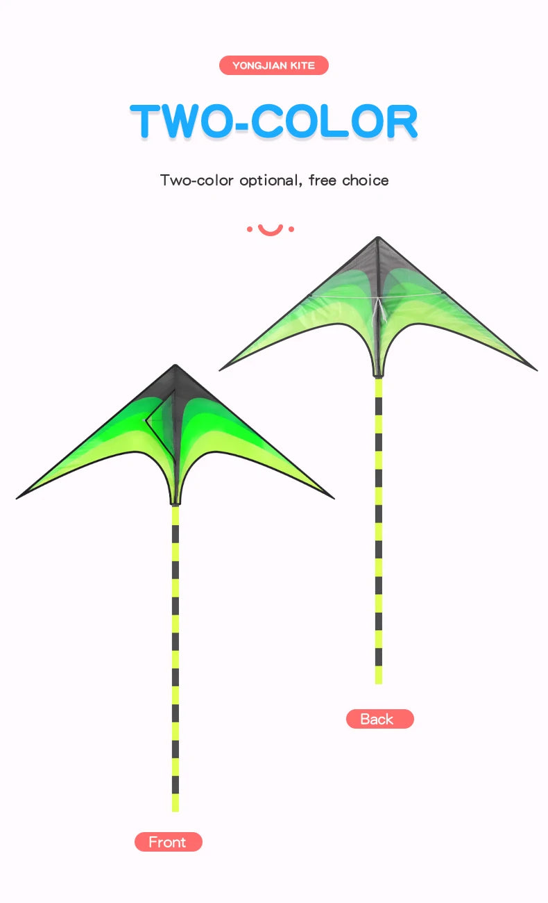 Adult-sized large delta-wing kite. Easy to fly. Extra-large delta-wing kite, equipped with a 6-meter long tail.