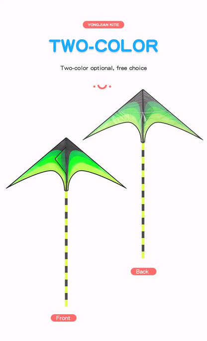 Adult-sized large delta-wing kite. Easy to fly. Extra-large delta-wing kite, equipped with a 6-meter long tail.