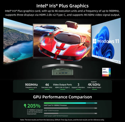 BMAX B6 Plus Mini PC Intel i3-1000NG4 Windows 11 OS 12GB RAM 512GB SSD WIFI 5 USB 3.0 USB * 3 HDMI * 2 Bluetooth Type-C mini pc