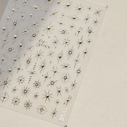 Gold Silver Starlight Laser Pink Colorful Glitter Star Bronzing Rhinestones Relief Nail Art Decorations Stickers Manicure Decals