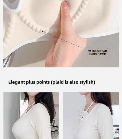 6cm Thickened Push-Up Bra for Small Chest Wireless No Steel Ring Letter Print Adjustable Straps Anti-Slip Pads Seamless Lingerie