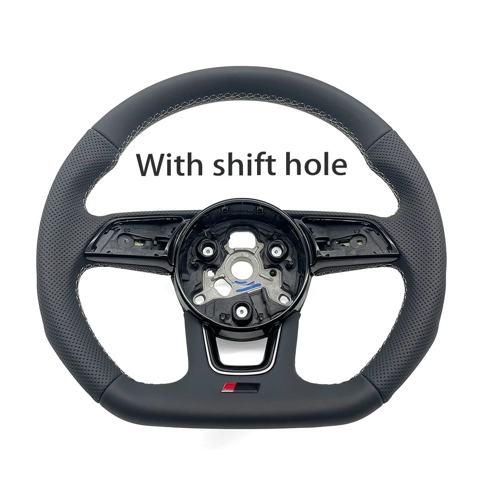 For Audi RS3 RS4 RS5 A3 A4 B9 A5 S3 S4 S5 2017-2020 Half perforated white leather steering wheel