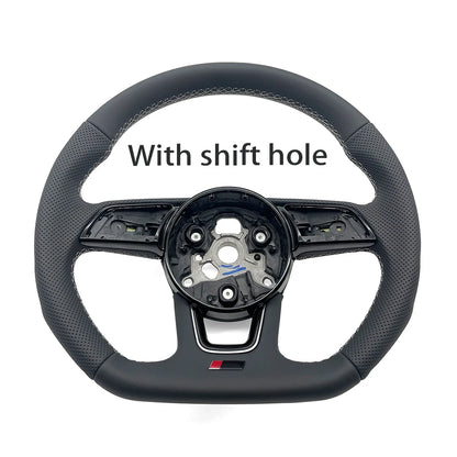 For Audi RS3 RS4 RS5 A3 A4 B9 A5 S3 S4 S5 2017-2020 Half perforated white leather steering wheel