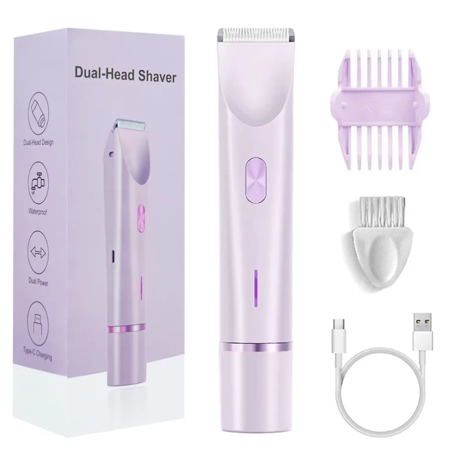 2 In 1 Women Electric Razors Bikini Trimmer Face Shavers Hair Removal for Underarms Legs Lady Body Trimmer Waterproof Painless