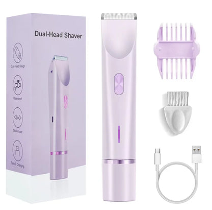 2 In 1 Women Electric Razors Bikini Trimmer Face Shavers Hair Removal for Underarms Legs Lady Body Trimmer Waterproof Painless