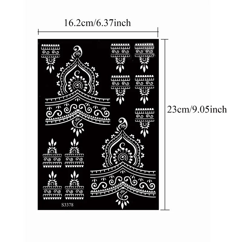 Flower Tattoo Stencil Reusable Henna Template for Hand and Body Henna Tattoo Design for Wedding Festival Party Tattoo Tools