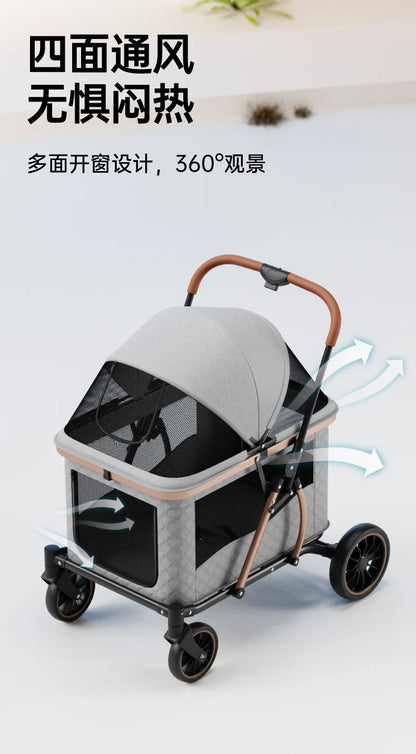 Foldable Large Giant Dog Stroller Lightweight Portable Multi Cat Pet Carrier for Senior Dogs Outdoor Travel