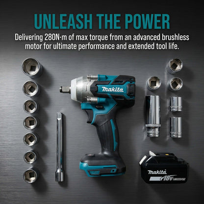 Makita DTW285 18V Brushless Impact Wrench High Torque For Machinery Assembly Daily Household Repair Jobs