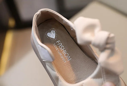 Children Leather Shoes for Girls Soft Spring Autumn New Baby Shallow Bow Solid Color Japanese Style Kids Versatile Casual Shoes