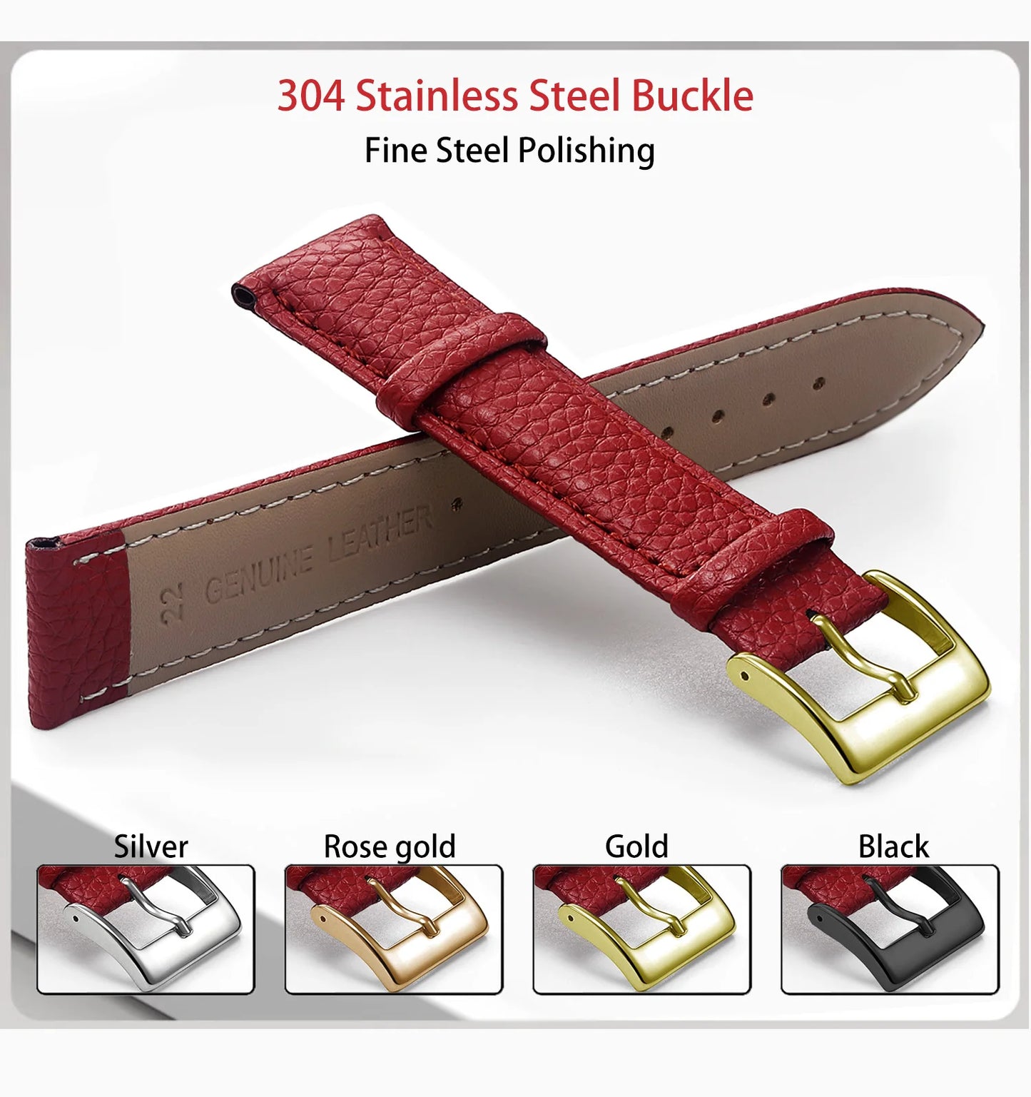 SAMCO Genuine Leather Watch Band 12/14/16/18/19/20/21/22/24 mm Watch Strap for Man Women High-quality Wrist Watchband + Tool