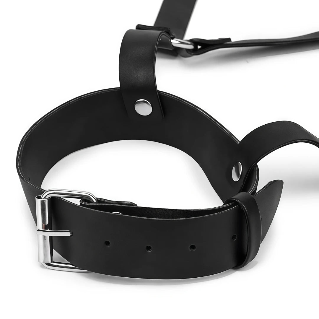 Leather Cat Mask & Body Harness Set Women Erotic Bondage BDSM Fetish Lingerie Gothic Masquerade Cosplay Accessories