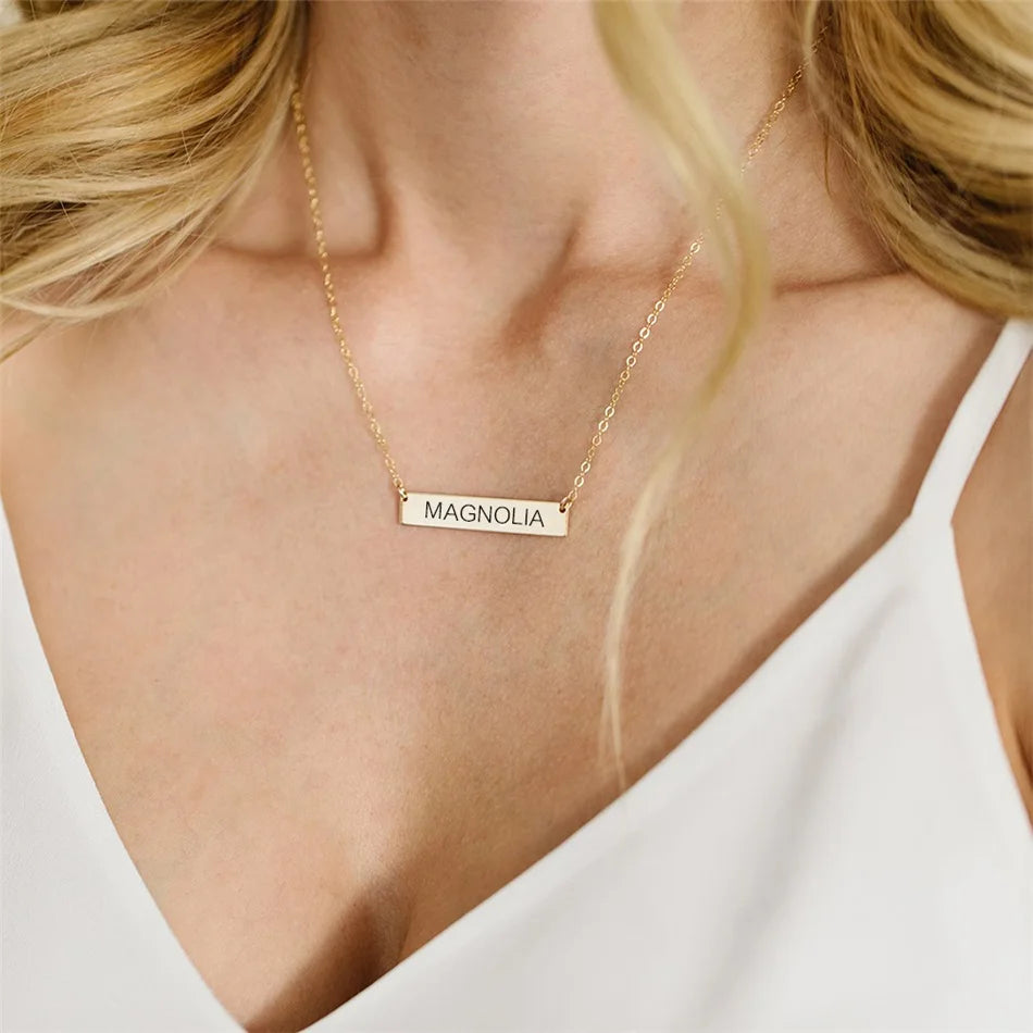 EManco Name Sentence Letter Necklace Women's Stainless Steel Necklaces Customized Initial Pendant Factory Direct