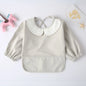 Easy Clean PU Full Sleeve Bib Baby Kids Solid Color Soft Faux Leather Children Apron Painting Meals Protection Waterproof Smock