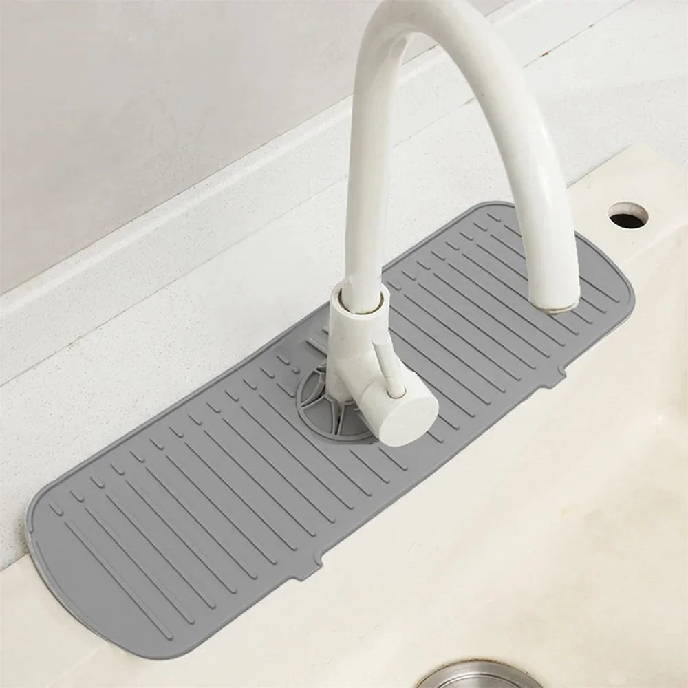 Silicone Tap Mat,Sink Splash Guard,Kitchen Tap Silicone Drain Mat, Silicone Tap Handle Drip Catcher Tray, Tap Mat for Kitchen