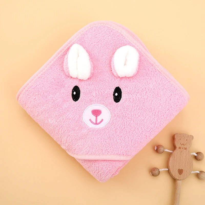 1 Cute Cartoon Animal-Shaped Multifunctional Large Towel for Infants and Toddlers, Made of Soft Coral Fleece Fabric, Polyester Material, Quick-Drying and Water-Absorbent Design, Can Be Used as a Bath Towel, Blanket, or Bathro