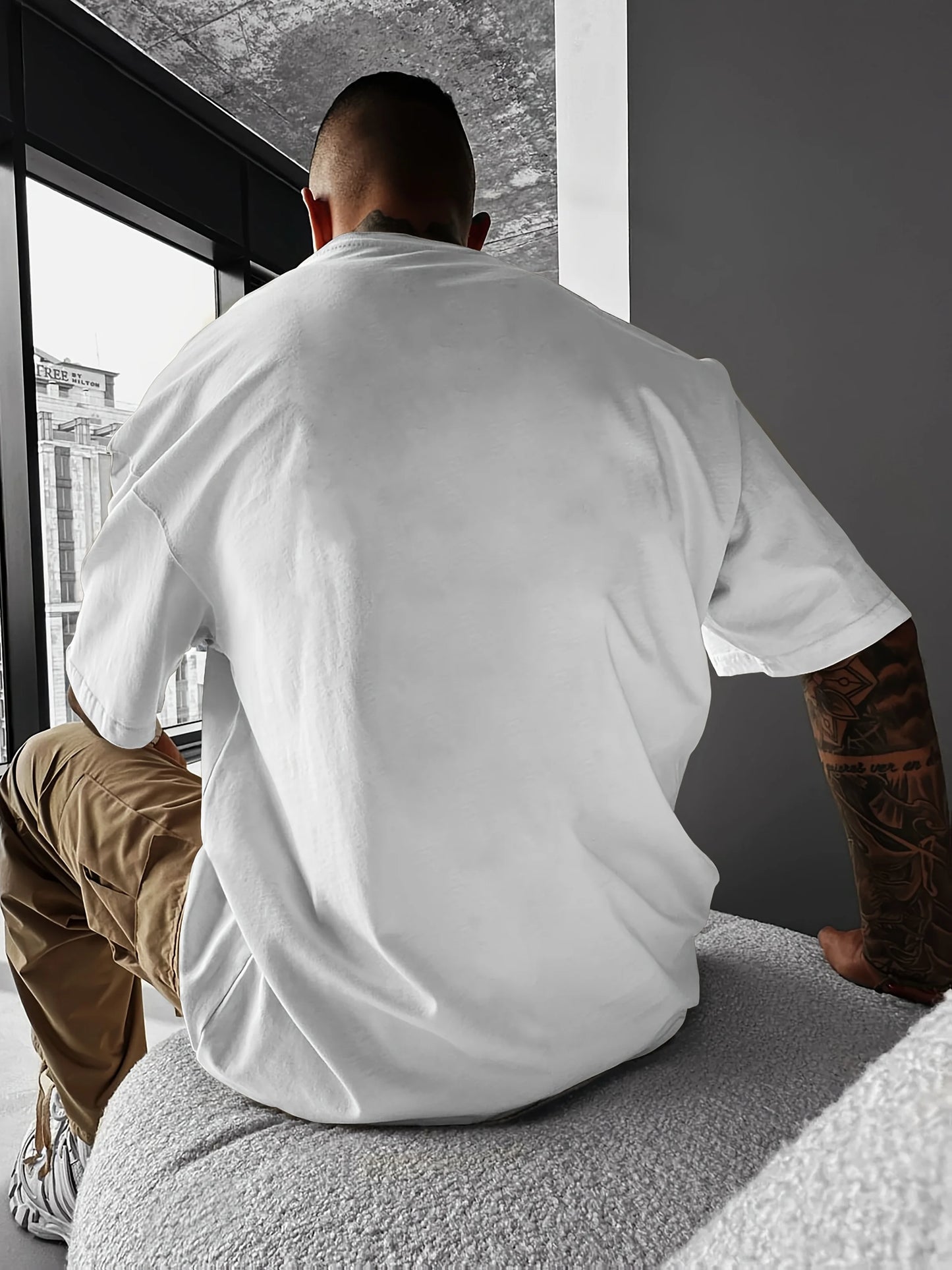 Summer Men Cherry Blossom Pattern Japanese Style Loose-Tee Shirt Suitable for Daily Wear 100% Cotton Material Trendy Versatile