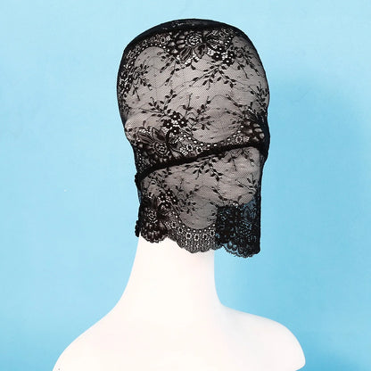 TleMeny Black Transparent Lace Bondage Fetish Mask Hood For Men Women Gay Adult Bdsm Role Play Games Sex Fun Party Play Costumes