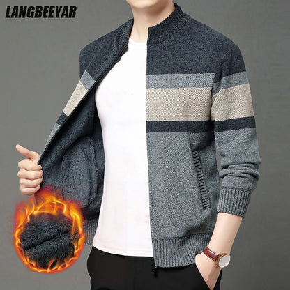 Premium Thick Chenille Fabric Warm New Brand Casual Fashion Stand Collar Men Jacket Streetwear Zipper Autumn Winter Coats
