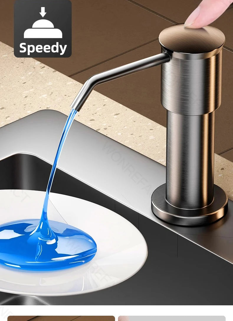 Soap Dispenser for Kitchen Sink Built in Sink Soap Dispenser Brushed Countertop Soap Dispenser Pump Silver Blackgray