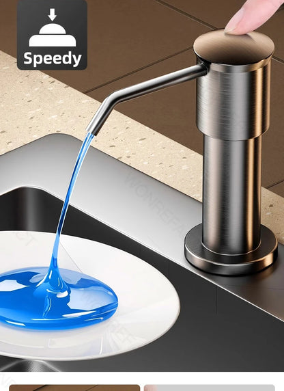 Soap Dispenser for Kitchen Sink Built in Sink Soap Dispenser Brushed Countertop Soap Dispenser Pump Silver Blackgray