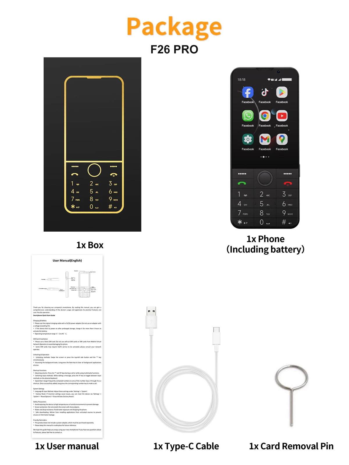 SERVO F26 PRO 3.5-inch Touch Screen Button Smartphone 4G LTE Dual SIM Android 11.0 2GB+16GB Play Store GPS Quick Dialing FM Flashlight Type-C Smart Phones