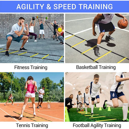 Agility treniruočių kopėčios vaikams, greičio lavinimo priemonė, futbolo ir koordinacijos lavinimo įrankis