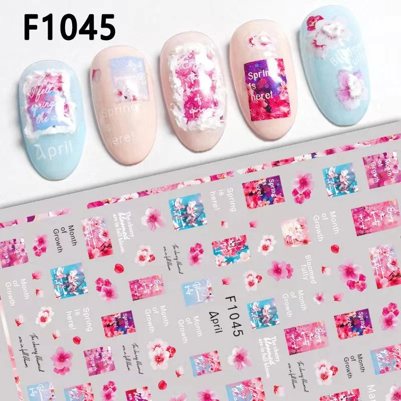 1PCS Marbled Nail Sticker 3D Abstract Lines Sticker Nail Art Supplies Nail Decals Y2K Laser Butterfly Ladies Nail Art Decoration
