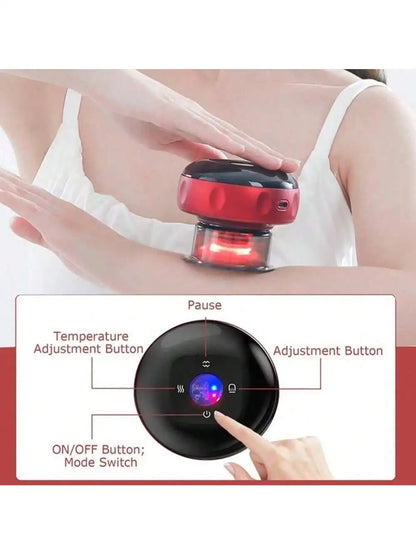 Electric vacuum cupping, scraping, skin massage device, body heating, scraping, suction cup treatment set, health and portabilit