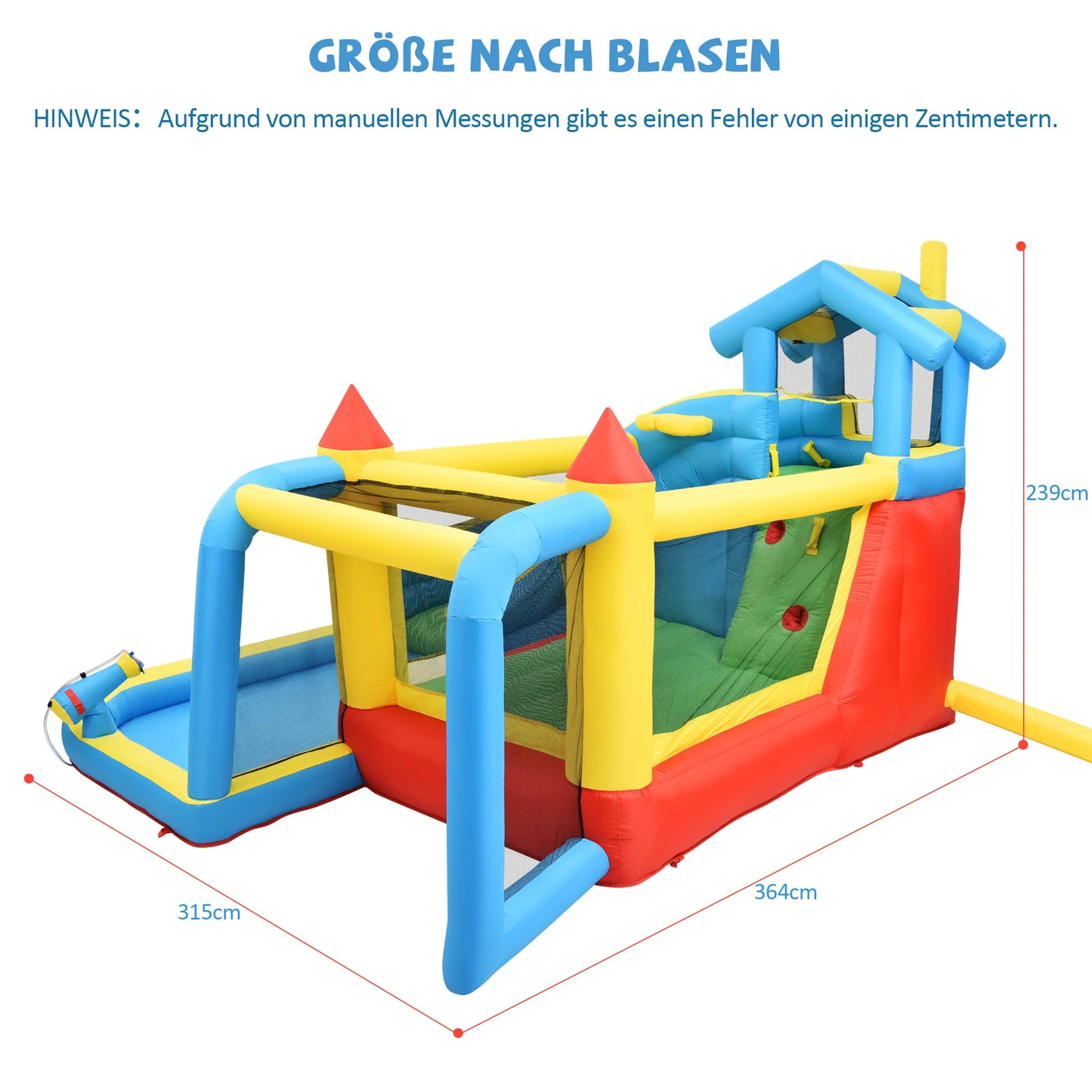 Kids' Bounce House,5 in 1 Inflatable Hopping Castle for Kids 3-10 Years, Outdoor Castle Bouncer with Slide Jump Area Water Pool Football Net