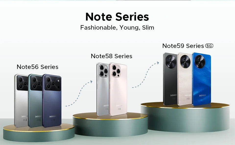 DOOGEE Note56 Pro Smartphone 32GB+128GB Android 16 6150mAh Battery 6.56'' 90Hz Screen 13MP+8MP Widevine L1 NFC Cell Phone