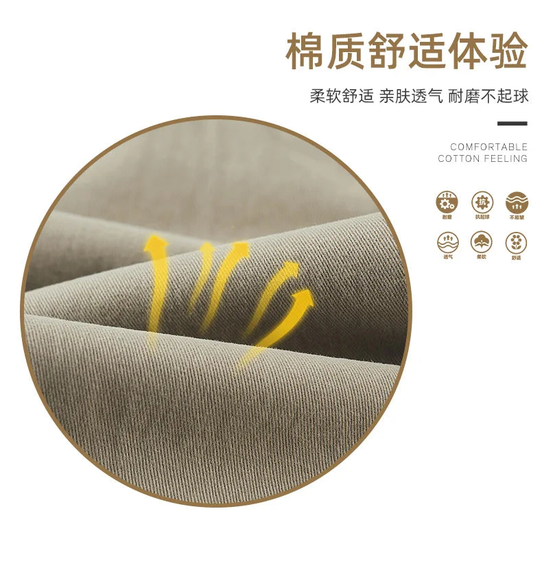 2026 Men's Cargo Pants Straight Leg Cotton Stretch Tactical Trouser Male Military Outdoor Camping Fishing Casual Work Wear Khaki