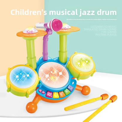 Kids Jazz Drum Set Toddlers Musical Instruments Baby Percussion Educational Learning Toys with Microphone Gifts for Boys Girls