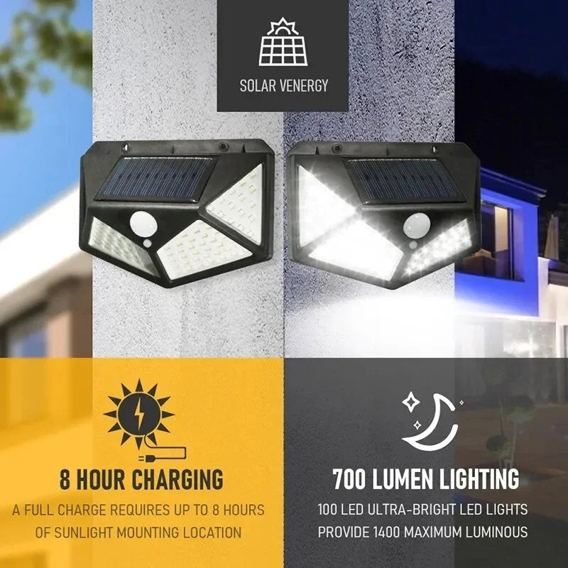 100Led Multifunctional Solar Lamp Outdoor Garden Decoration Solar Light Waterproof Sunlight Powered Spotlight with Motion Sensor