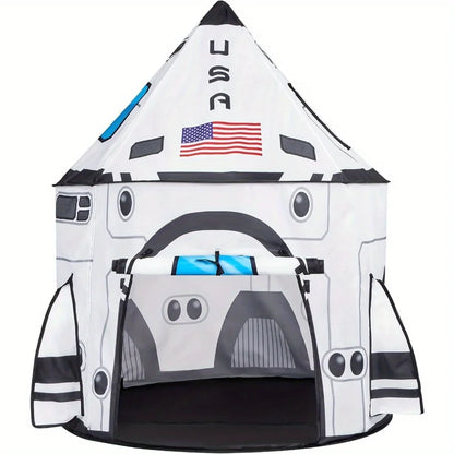 JOYFY Rocket Ship Play Tents Set Pop up Play house with Tunnel 3-Piece Play Tent for Kids Pretend Play Birthday Gift