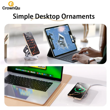 Protable 25W Metal Wireless Charger Qi2.2 Fast Charging Station Stand 360° Rotation for iPhone 17 16 15 14 Pro Max Watch Airpods