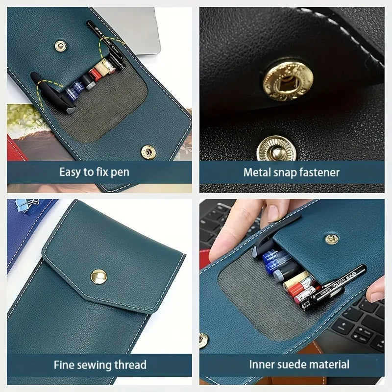 PU Leather Pencil Case Storage Bag Student Glasses Portable Stationery Bag Large-capacity Business Office Pen Storage Bag