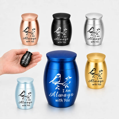 L27 Mini Stainless Steel Pet Cremation Urn Bird Branch Ashes Keepsake Memorial Container for Dog Cat Loss Remembrance Gift