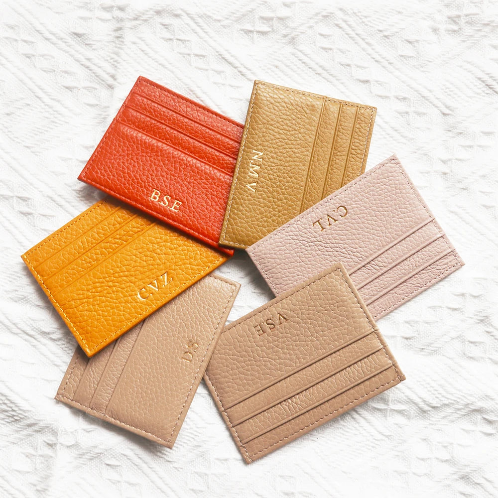 Custom Company Logo Cowhide Card Holder Woman Man Fashion Slim Mini Card Bag Genuine Leather Engrave Name Luxury Casual Purse