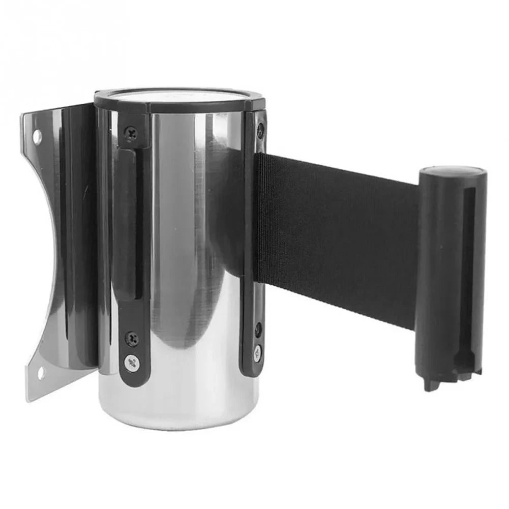 1pc Retractable Ribbon Barrier Crowd Control Outdoor Stainless Steel Wall Mount Red Belt Sport Stanchion Queue Rope Barriers